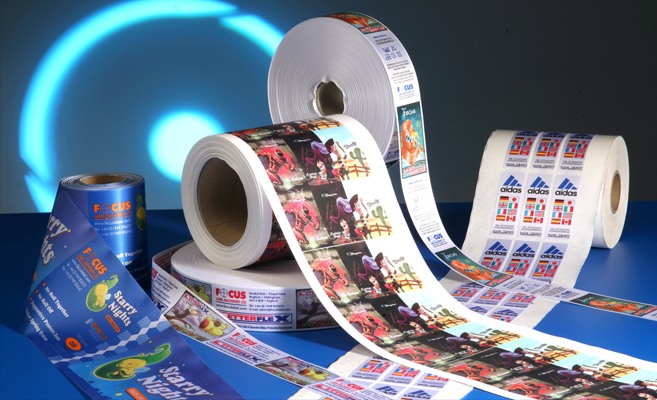 rolls of printed textile labels